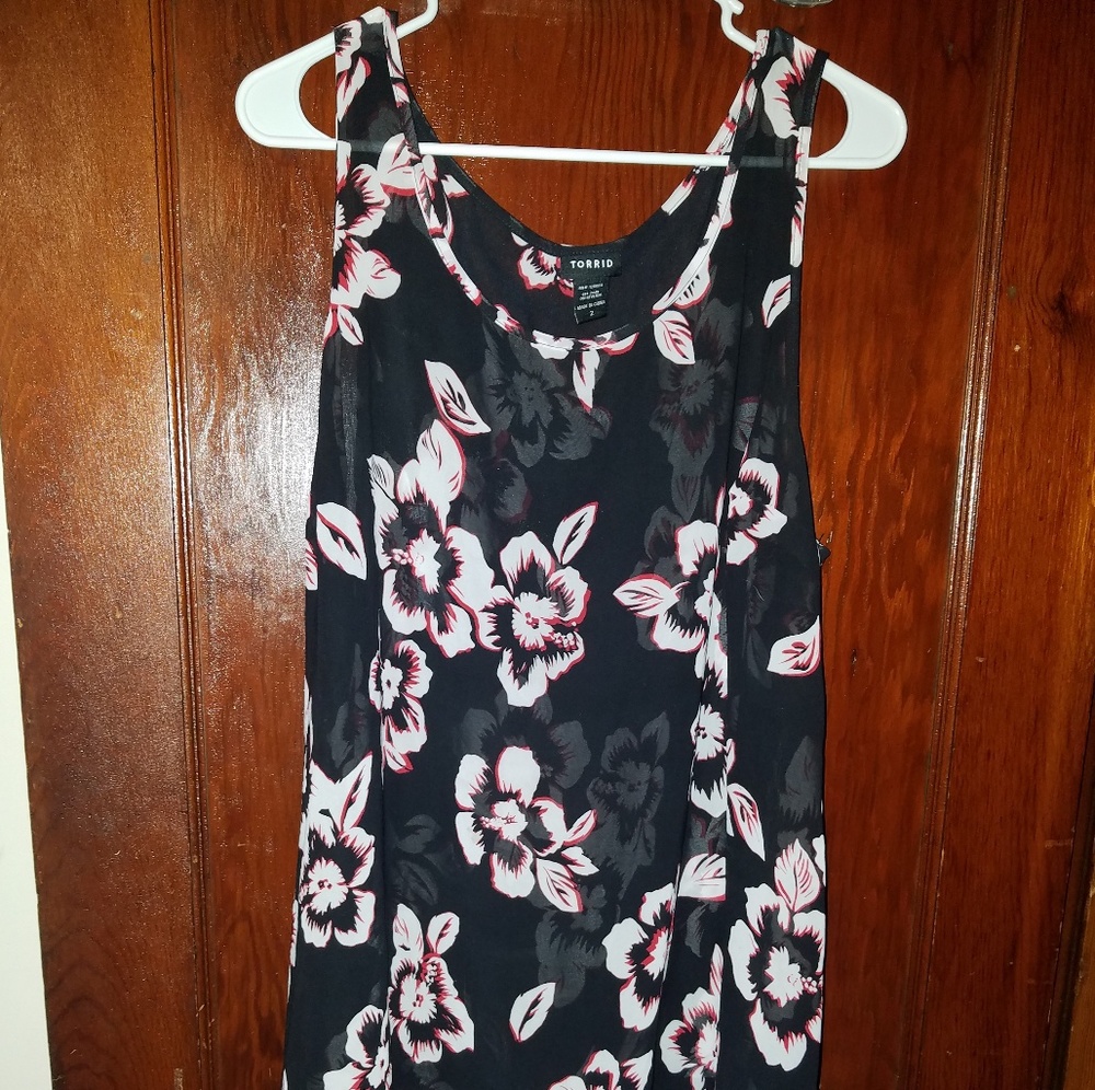 Floral High Low Chiffon Tank Top